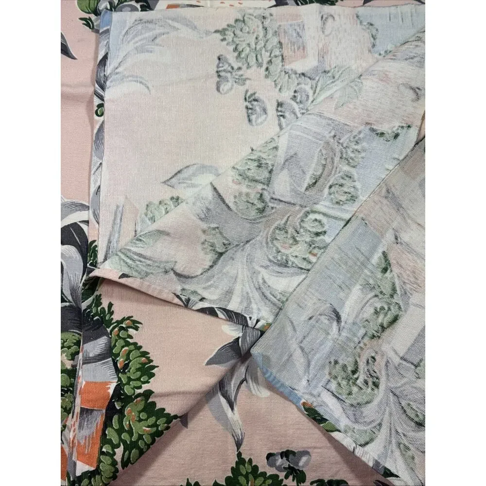 Large Vintage Tropical Bark Cloth Fabric Panels 48